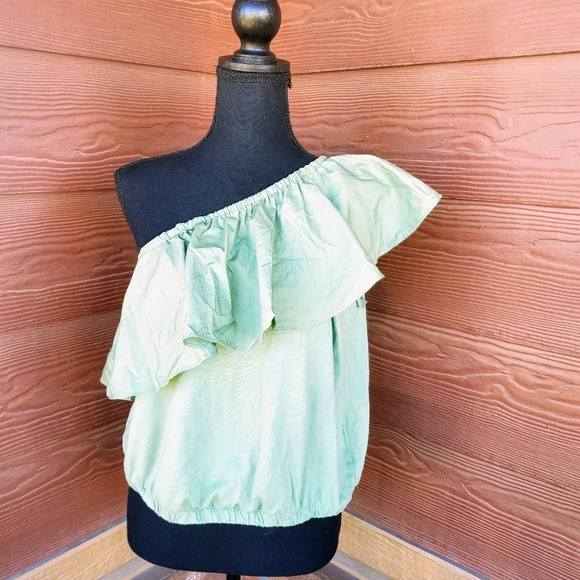 Women's One Shoulder Ruffle Top - A New Day, Olive Green, Medium - Picture 9 of 9